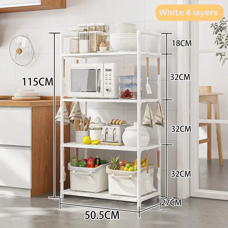 Étagère de cuisine multicouche du sol au sol, four à micro-ondes, étagère de rangement domestique mu