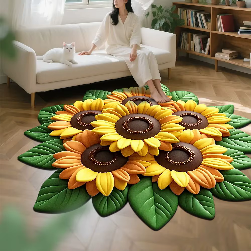 Salon ménage 3D tapis de sol fleur cristal tapis rond maison pivoine fleur pétales forme spéciale sa