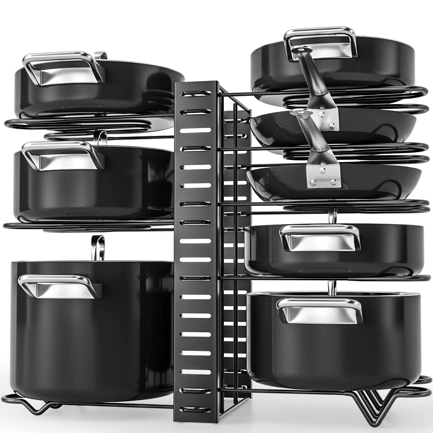 Organisateur de casseroles, organisateur de casseroles et poêles à 8 niveaux pour l'organisation et 