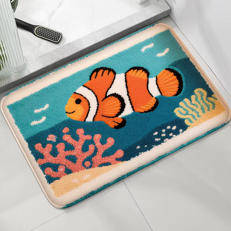 Tapis de sol de salle de bain Roll Wolf Shell, tapis antidérapant pour salle de bain, tapis décorati