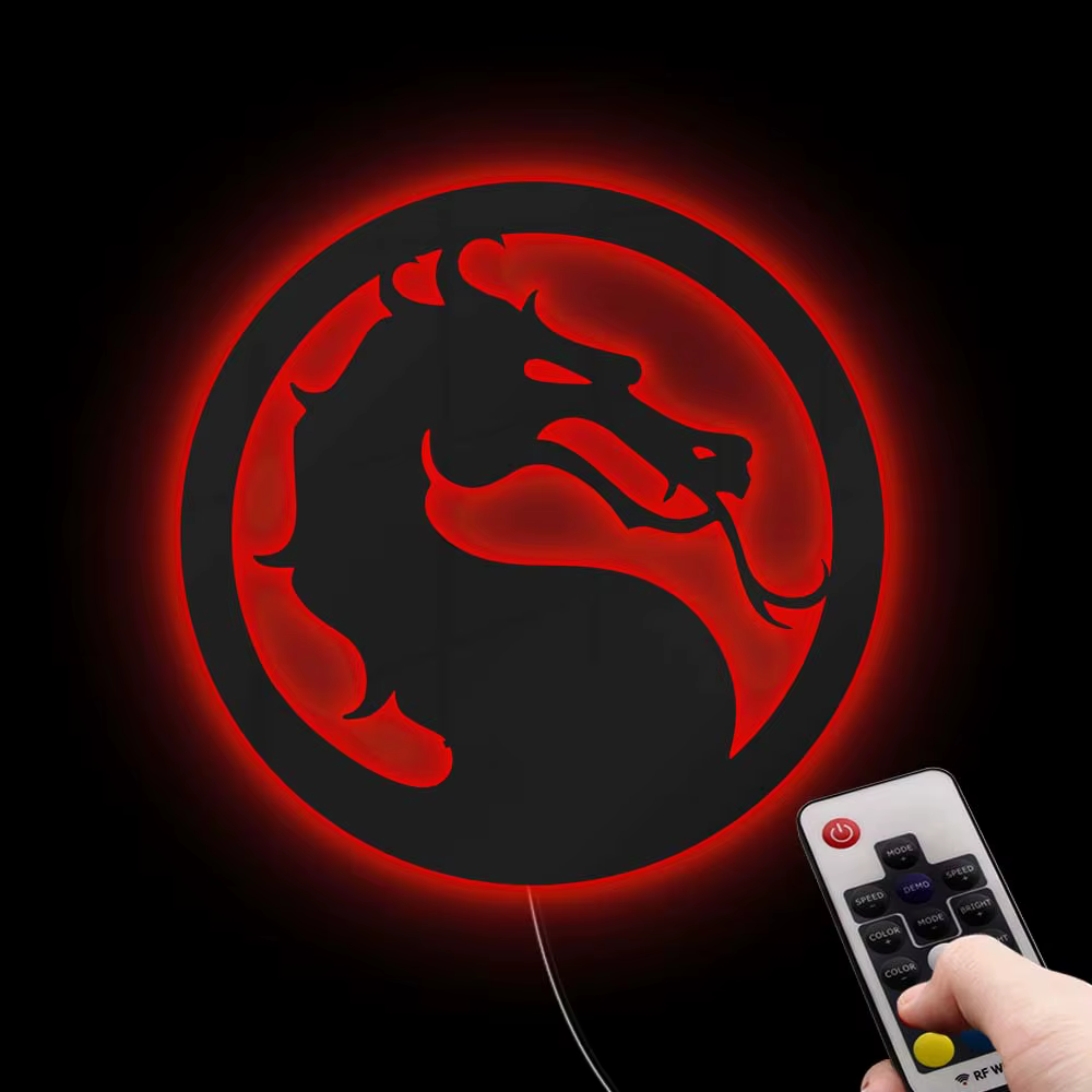 Signe lumineux néon LED Dragon maléfique, pour salle de jeu, Combat, jeu vidéo, miroir mural décorat