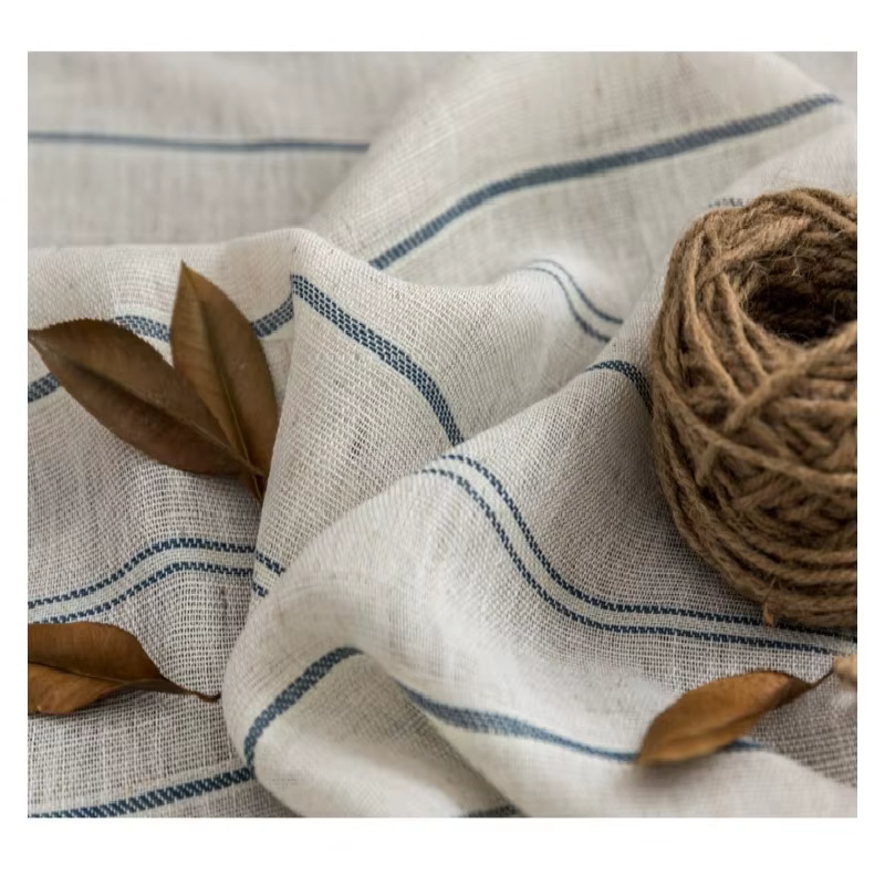 Rideau en lin et coton de style français, à rayures bleues, pour chambre à coucher, salon, balcon, l