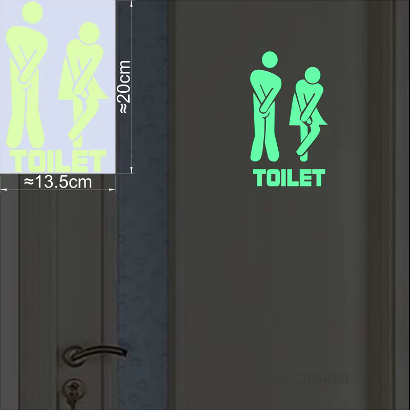 Autocollant de toilette lumineux drôle, autocollant de dessin animé qui brille dans la nuit, signe d