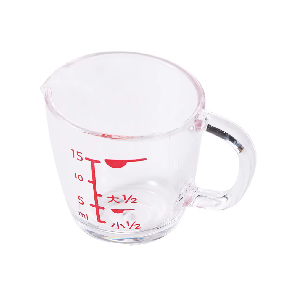Mini Tasse à Mesurer en Plastique Transparent de 15ml, Petite Tasse à Lait Graduée pour Café, Bécher
