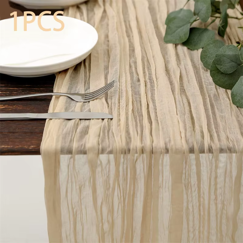 Chemin de table semi-transparent en gaze 90x400CM pour réception de mariage, fête prénuptiale, anniv