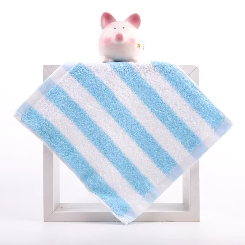 1Pc 25x25cm petit carré rayé Terry coton Portable enfants salle de bain suspendus main visage servie