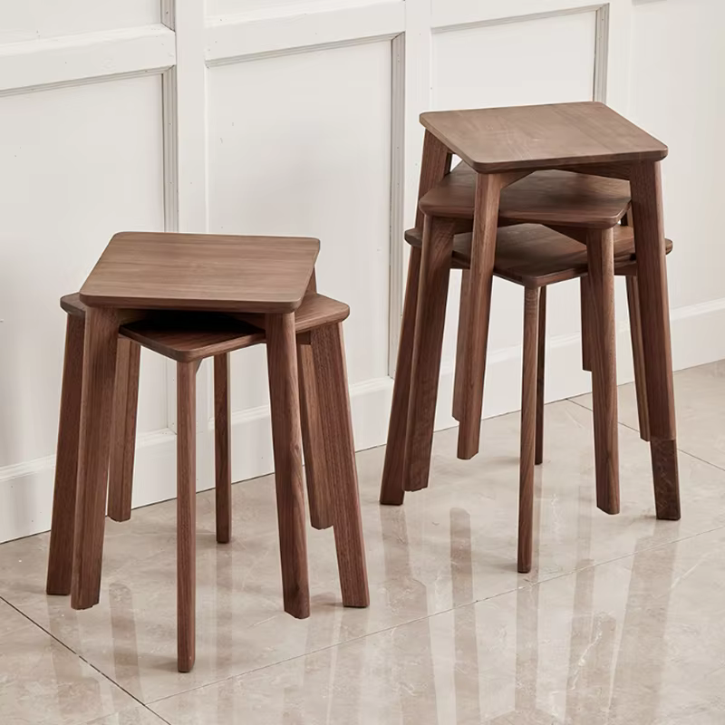 Tabouret carré, chaise en bois massif, usage domestique, salon, salle à manger, chaise à thé, empila