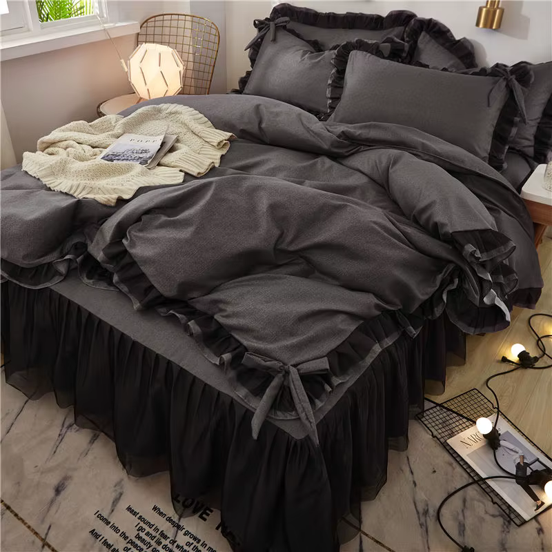 Japon Collection à carreaux ensemble de literie doux housse de couette avec taies d'oreiller literie