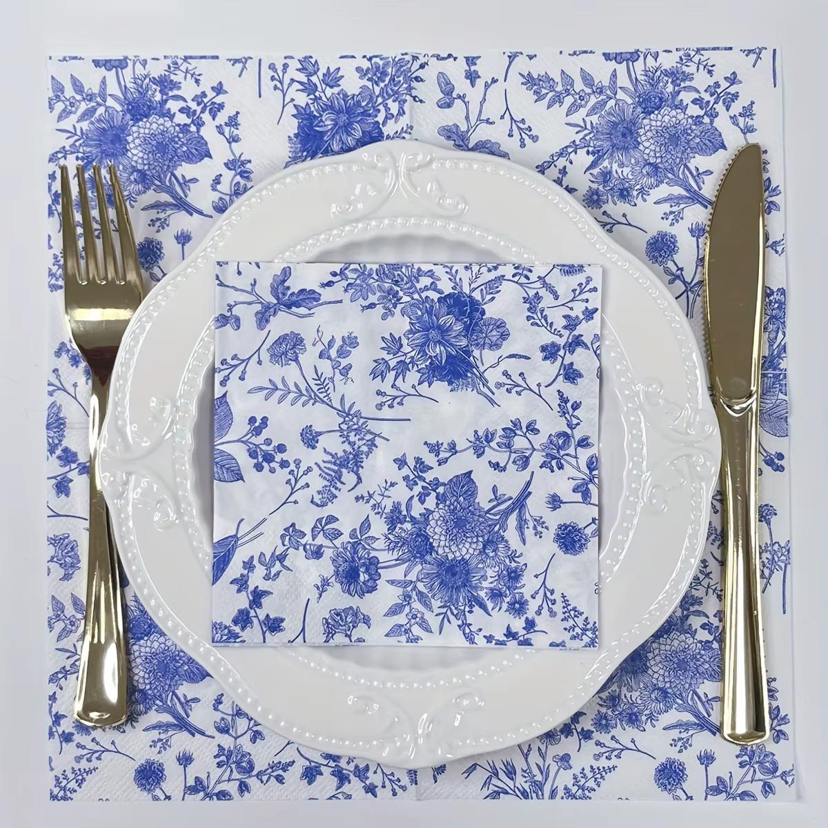 20-100 feuilles Vintage bleu et blanc porcelaine Collage serviettes en papier motif Floral serviette