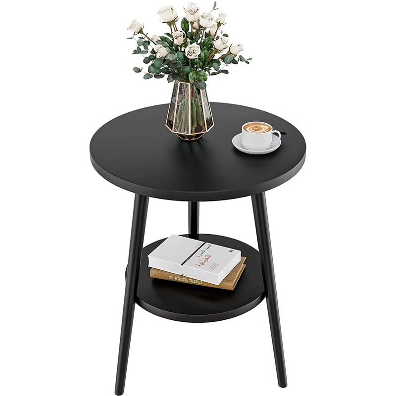 Table à manger circulaire Double couche, petite Table d'appoint ronde en bois, adaptée à la décorati