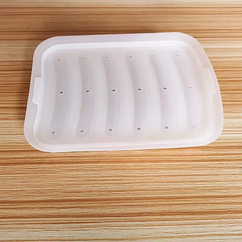 Moule à saucisses en silicone 6 cavités avec couvercle pour la fabrication de saucisses, de jambon e