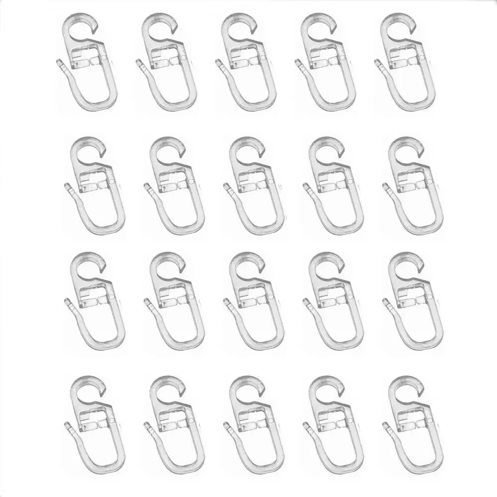 Crochets de rideau en plastique blanc, anneau de fenêtre, cintre, voiture, maison, bureau, 20 pièces