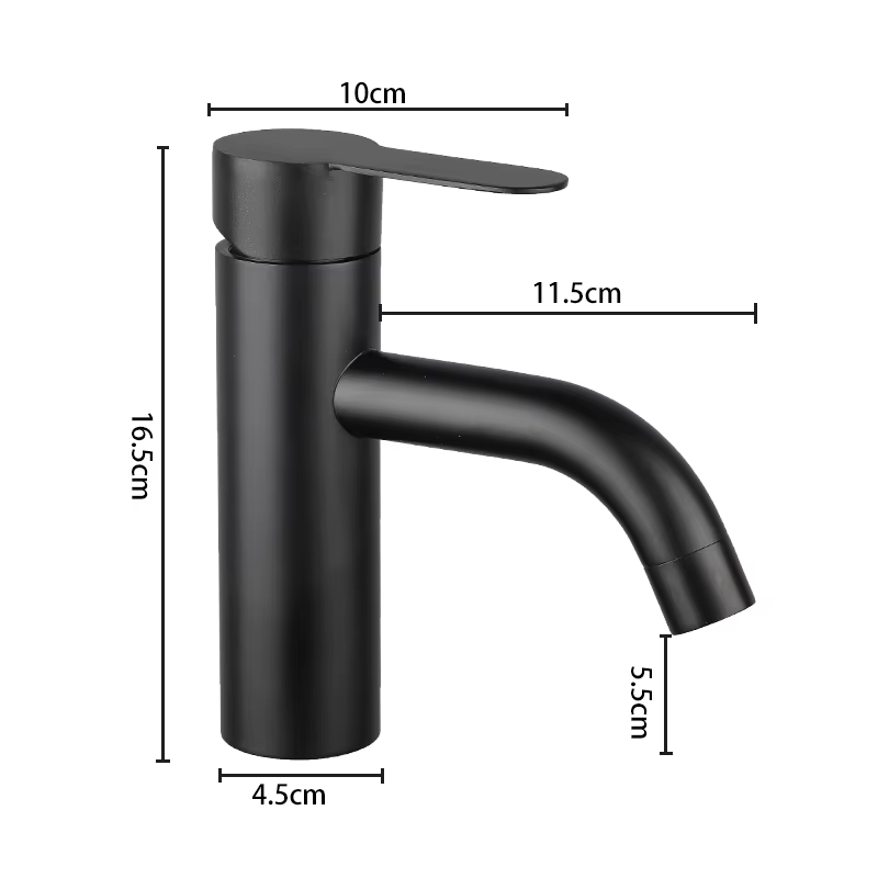 Robinet de lavabo noir en acier inoxydable, mitigeur chaud/froid pour salle de bain