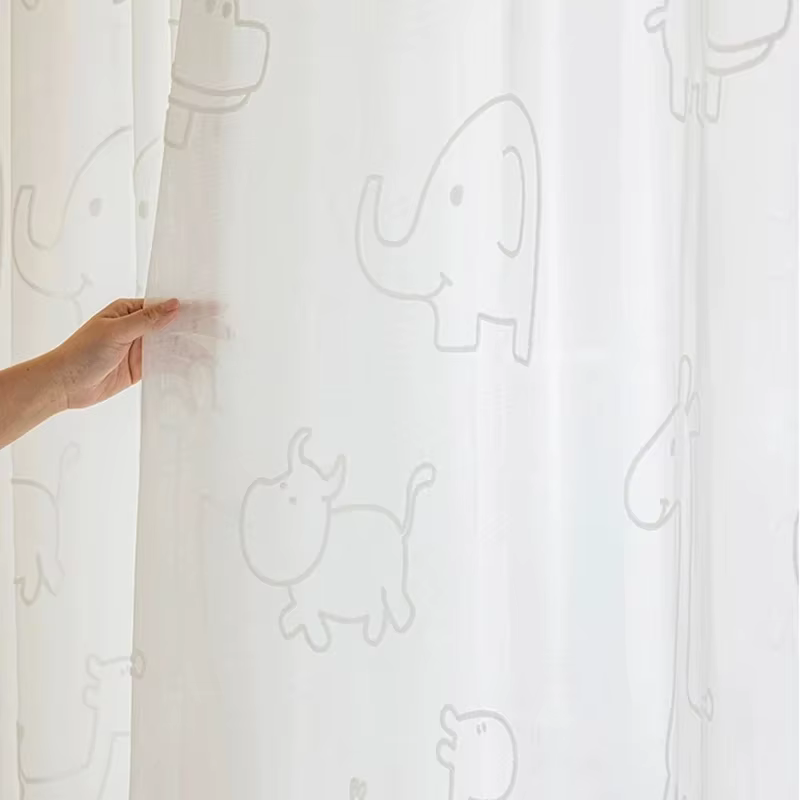 Rideaux occultants beiges de Zoo de dessin animé pour chambre d'enfants, rideaux mignons pour enfant