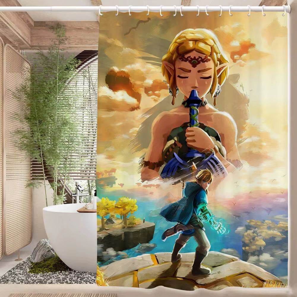 Rideau de salle de bain pour jeu vidéo Legend Zeldas Link, rideau de douche en tissu Anime classique