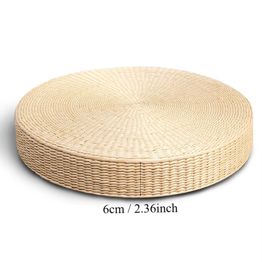 Coussin futon tressé à la main en paille, coussin circulaire japonais de couleur unie pour baie vitr