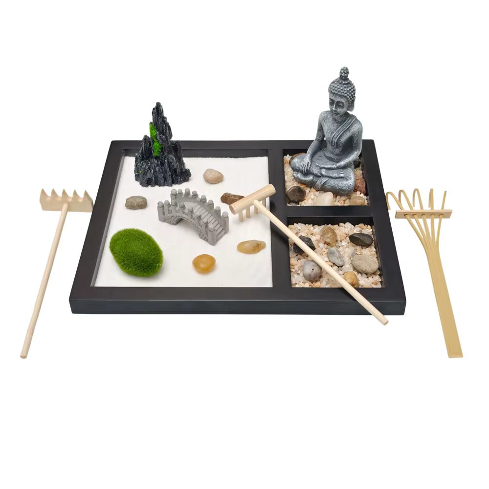Zen Sand Garden - Décoration de bureau, cadeau de méditation, kit de relaxation pour salle de yoga, 