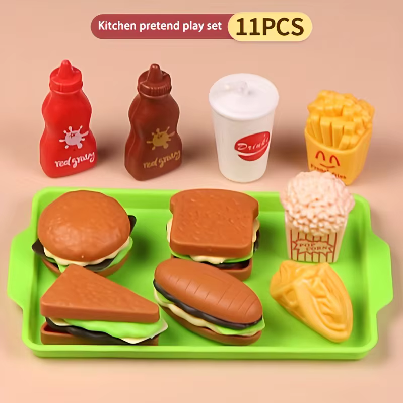 Mini cuisine pour enfants, jouet pour filles, jeu de simulation de cuisine, nourriture simulée, hamb