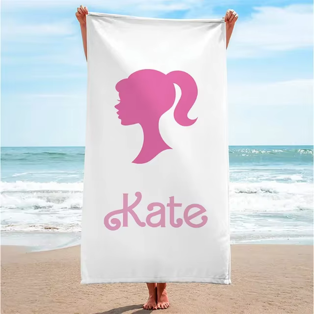 Serviette de Plage Personnalisée avec Nom, en Microcarence Imprimée en 3D, Absorbant l'Eau, Respiran