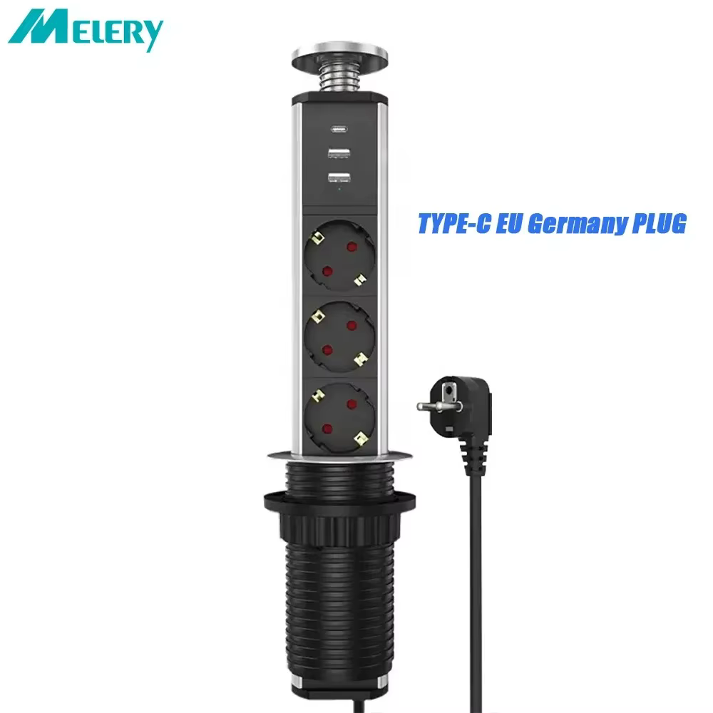 Prise de Table de mélange Pop Up, Point d'alimentation de traction, Charge USB type-c, prise électri