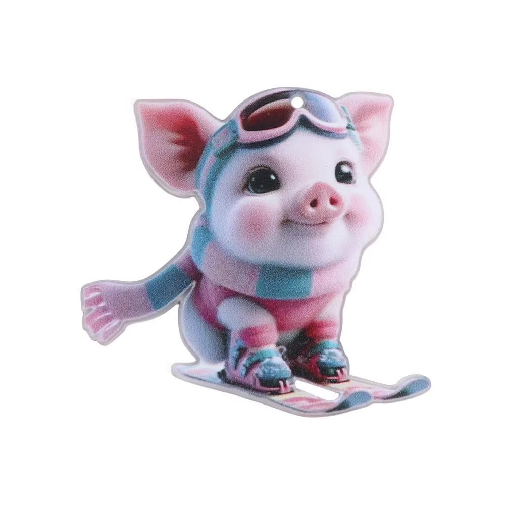 Accessoire de sac, porte-clés cochon 2D en acrylique, pendentif porte-clés tendance, forme cochon mi