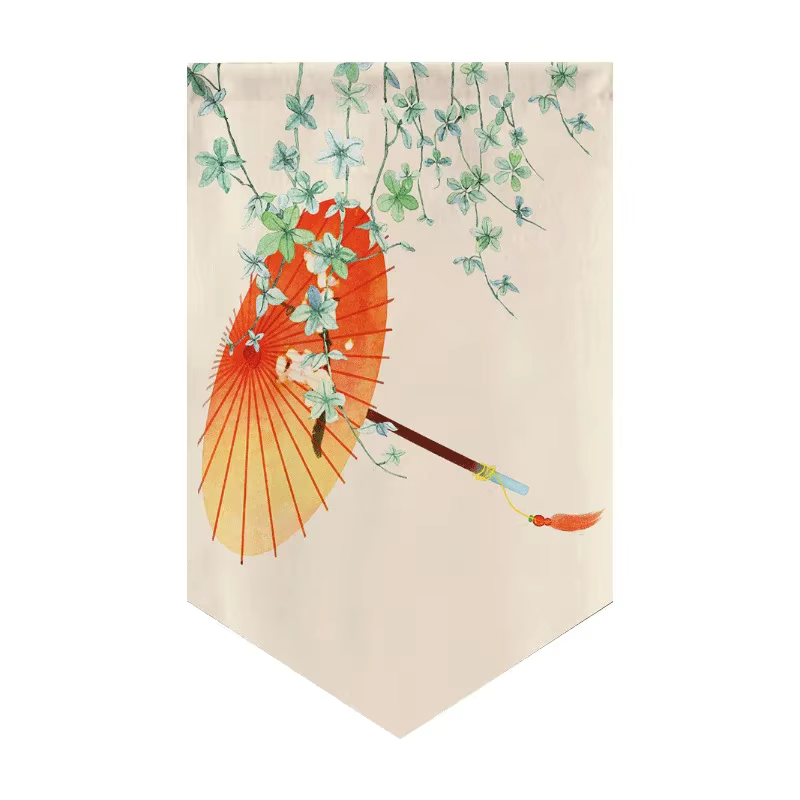 Demi-rideau d'ombrage de fenêtre chinoise, drapeau triangulaire de Style ancien, porte de Cuisine, r