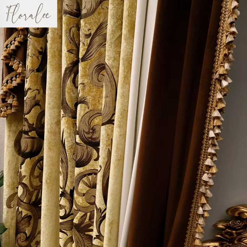 Rideaux rococo français pour salon, chambre à coucher, Villa, luxe, haut de gamme, velours de soie i