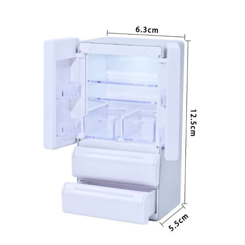 Réfrigérateur Miniature avec éclairage 1:12, Mini appareil ménager à Double porte, modèle de scène d