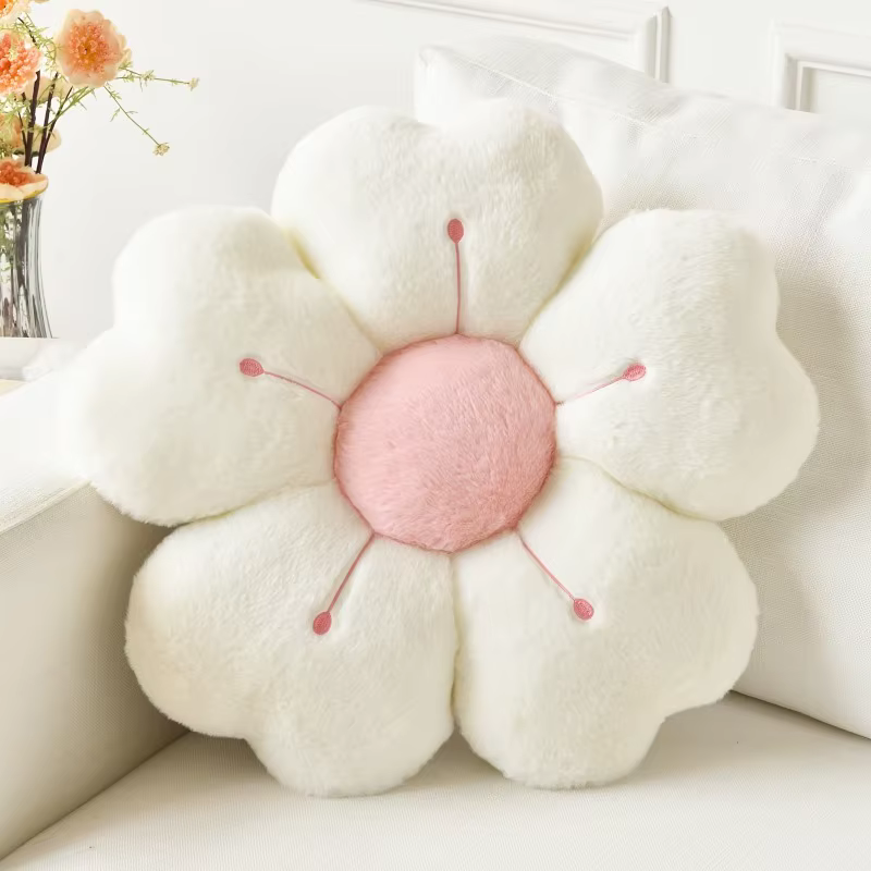 Oreiller en peluche en forme de fleur – Coussin de décoration de matelas et de canapé confortable et
