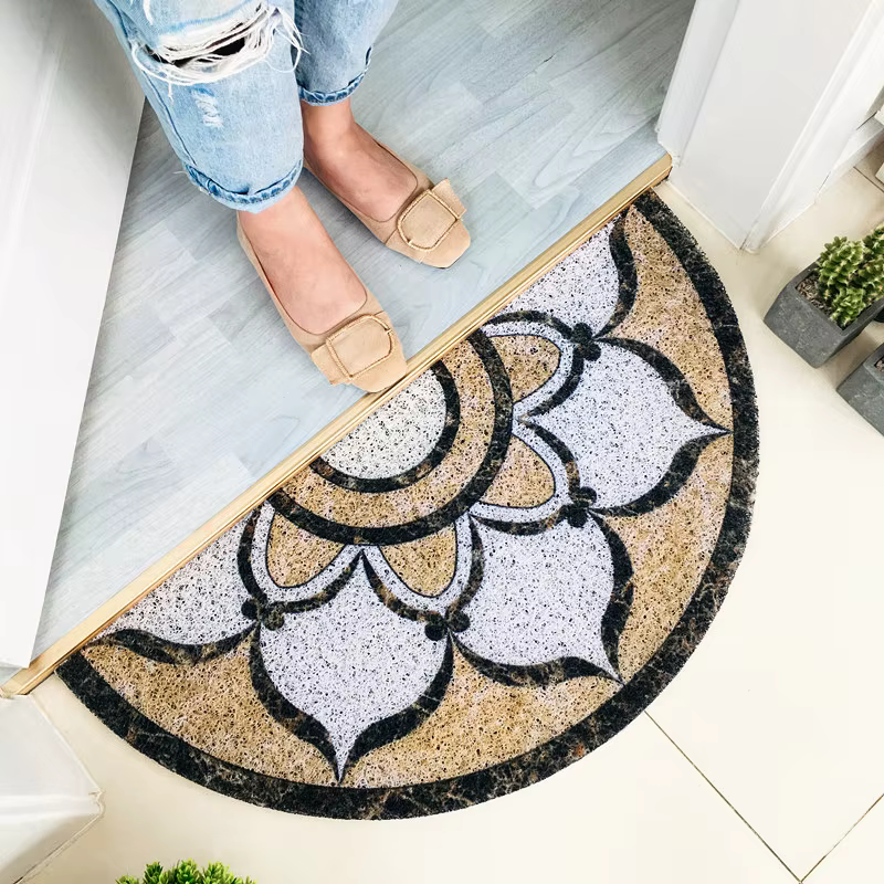 Tapis en marbre à fleurs semi-circulaires, paillasson pour la maison, salle de bain, salon, porte d'