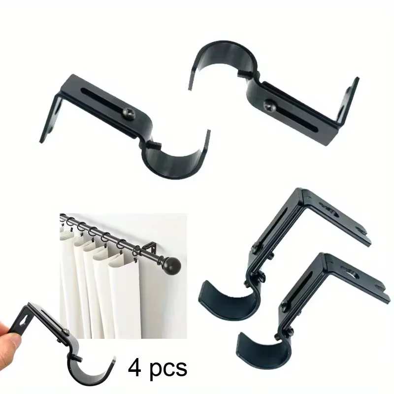 Ensemble de supports de tringle à rideau en métal, 4 pièces, poteaux de draperie, partie de rideaux 