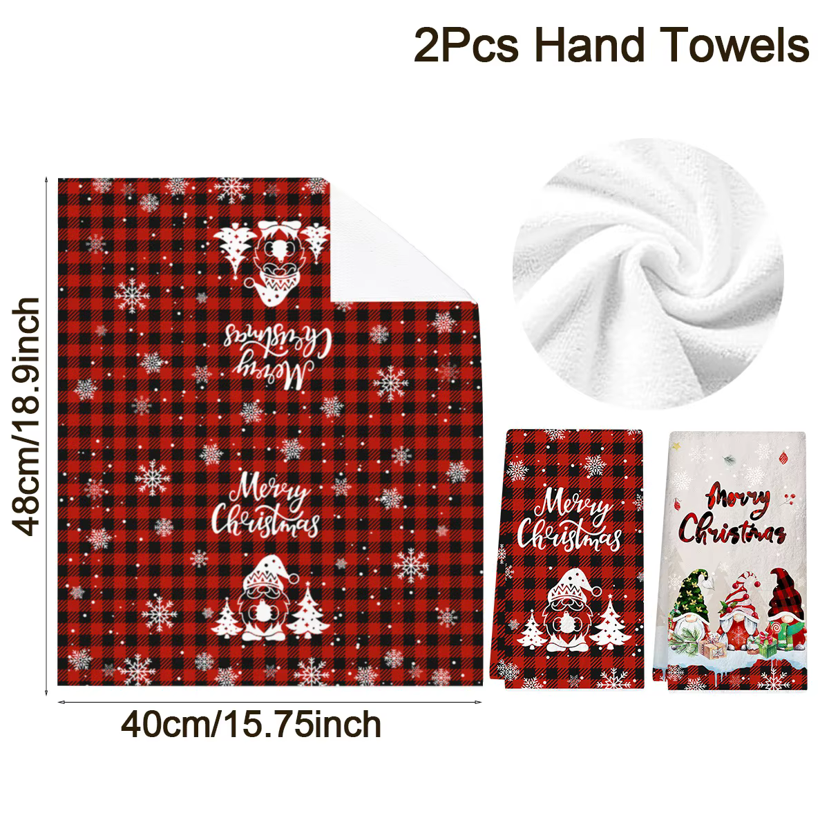 Serviettes de cuisine de noël, 2 pièces, décoration de fête de joyeux noël, Gnome de noël 2025, tiss