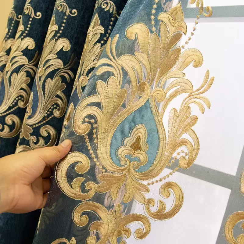 Rideaux en velours brodés européens, pour salon, fenêtre de chambre à coucher, Chenille de luxe, occ