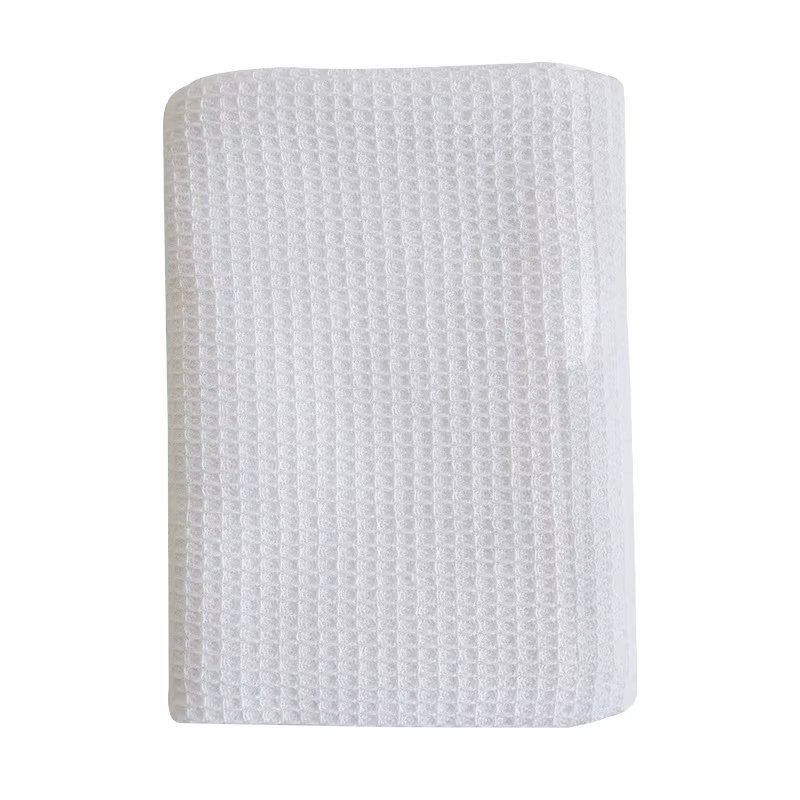 Serviettes de table en coton gaufré, absorbantes, pour la cuisine, rose, gris, blanc