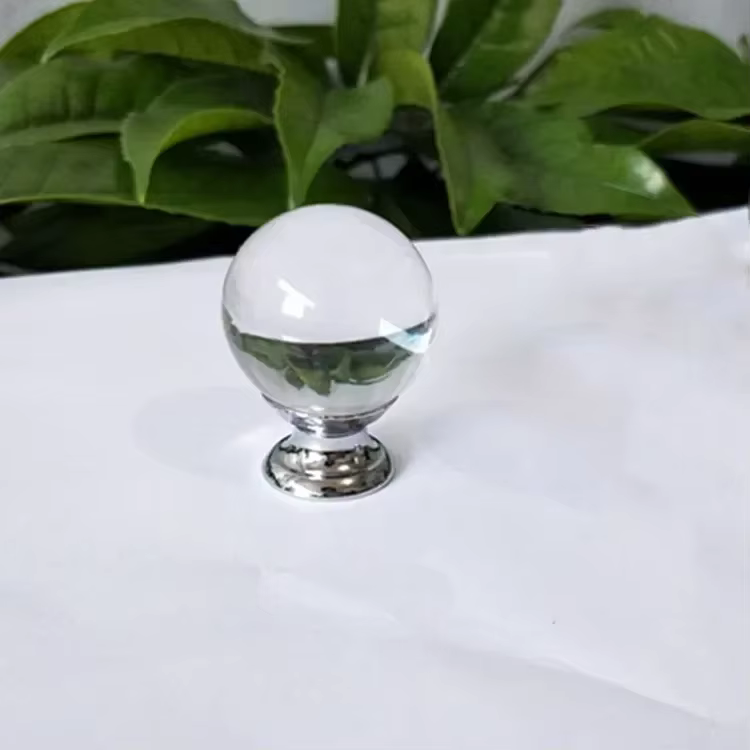 Poignées rondes en cristal clair pour armoires, quincaillerie de porte, boutons de traction de meubl