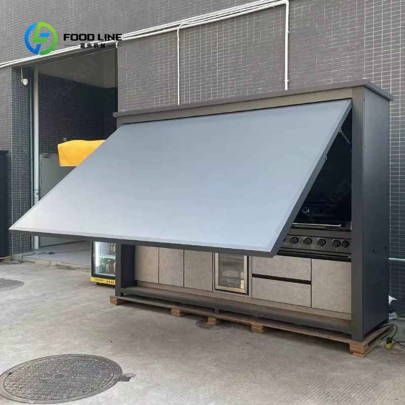 Cuisine extérieure modulaire en acier inoxydable anti-insectes personnalisée avec abri et évier, idé