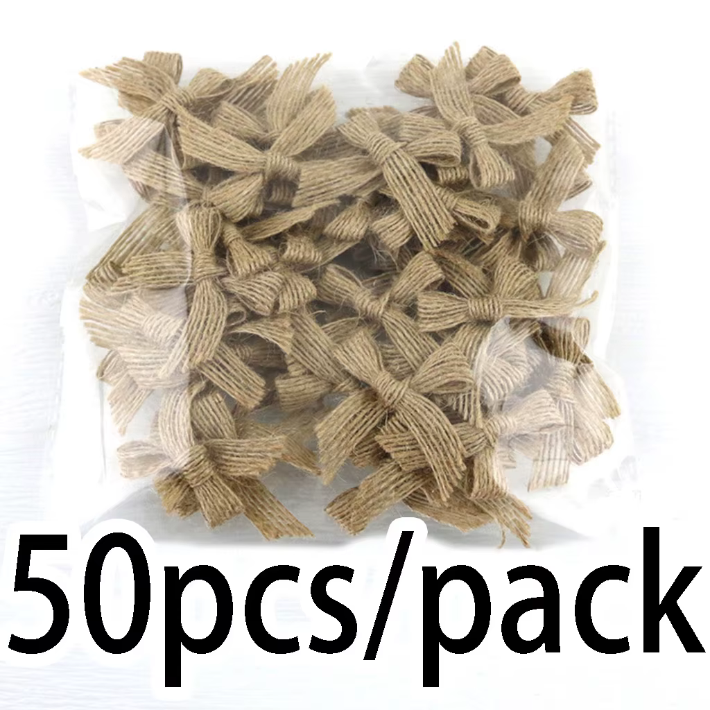 Noeuds en lin naturel de 4x4 cm pour boîte cadeau, accessoires de décoration vestimentaire, nœuds po