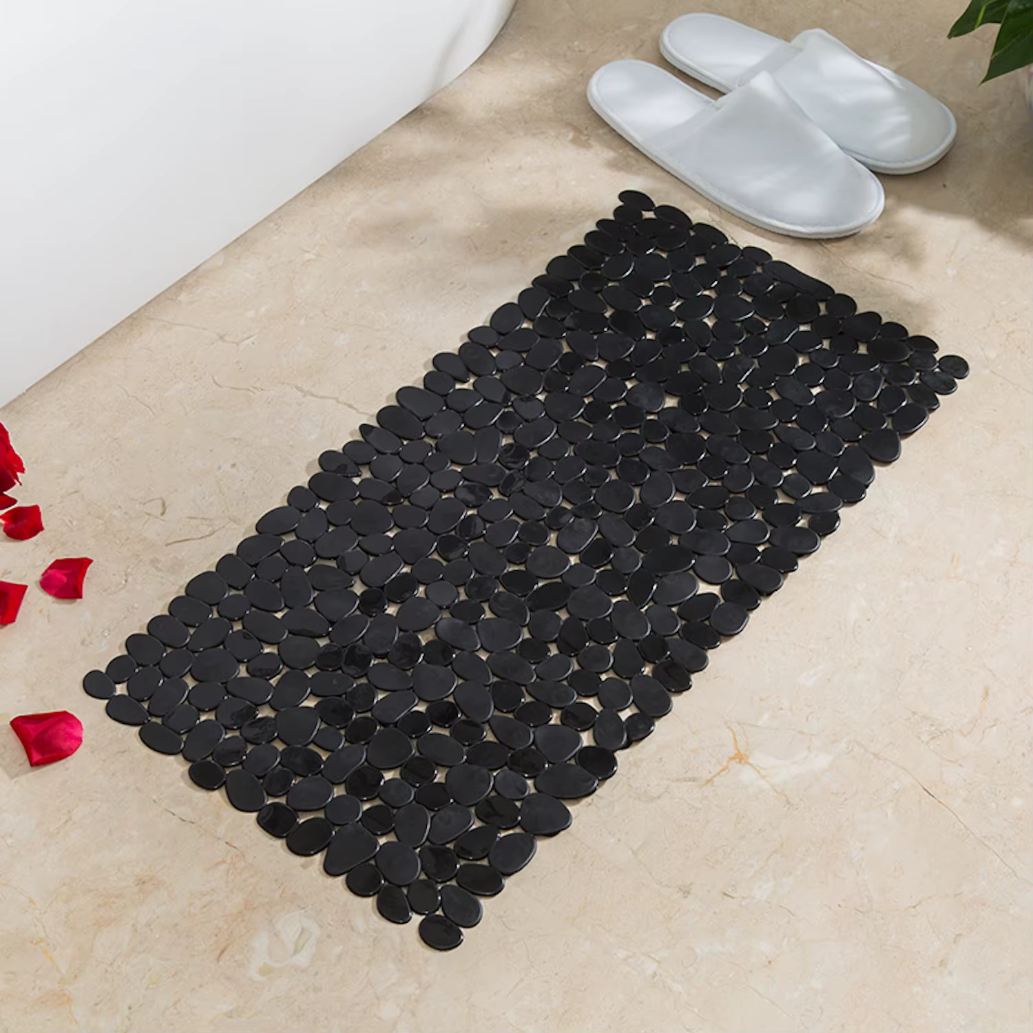 Tapis de douche antidérapant en galets avec ventouses fortes, 36x69cm, tapis de bain antidérapant en