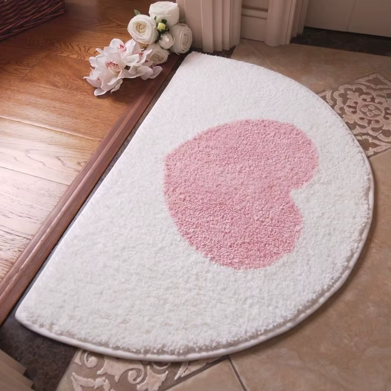 Tapis rose, tapis de sol semi-circulaire, salle de bain, tapis de sol absorbant, tapis de sol pour p