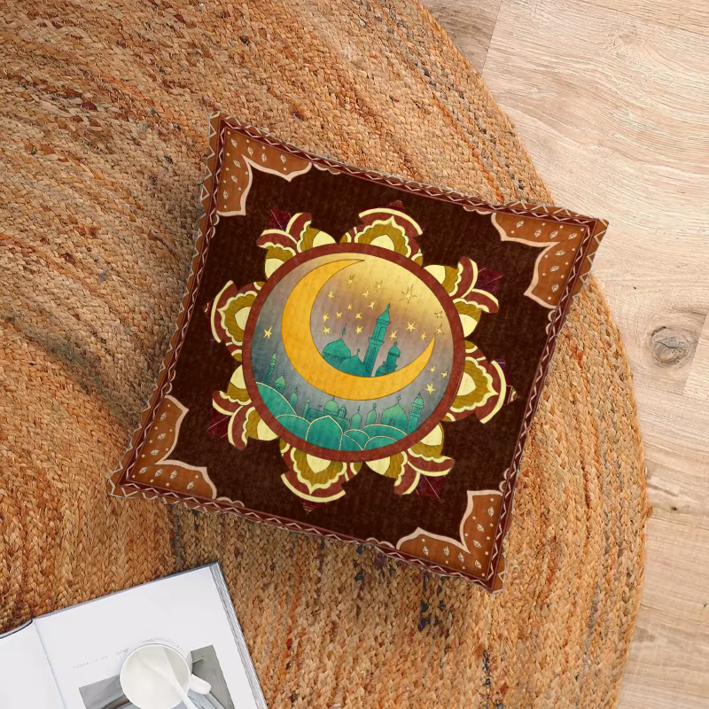 Juste de coussin en peluche courte, taie d'oreiller décorative, Ramadhan Moon, salon intérieur, cana