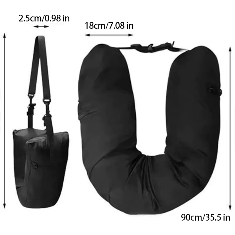 Oreiller de voyage pour le cou, support portable et gonflable, oreiller de voyage compact, coussin d