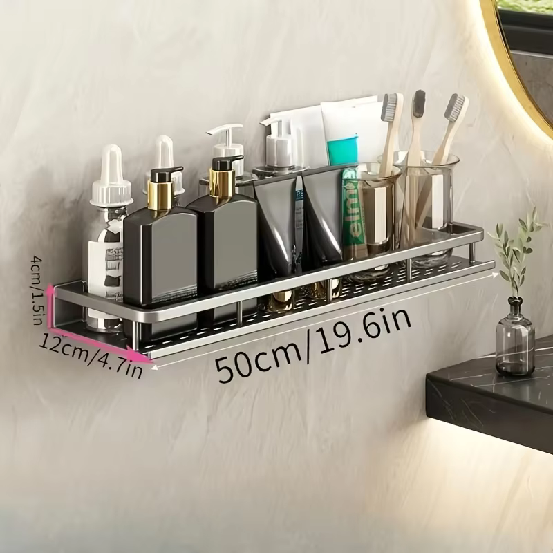 Étagère de douche murale sans perçage avec crochet amovible, auto-adhésive, à drainage rapide pour s