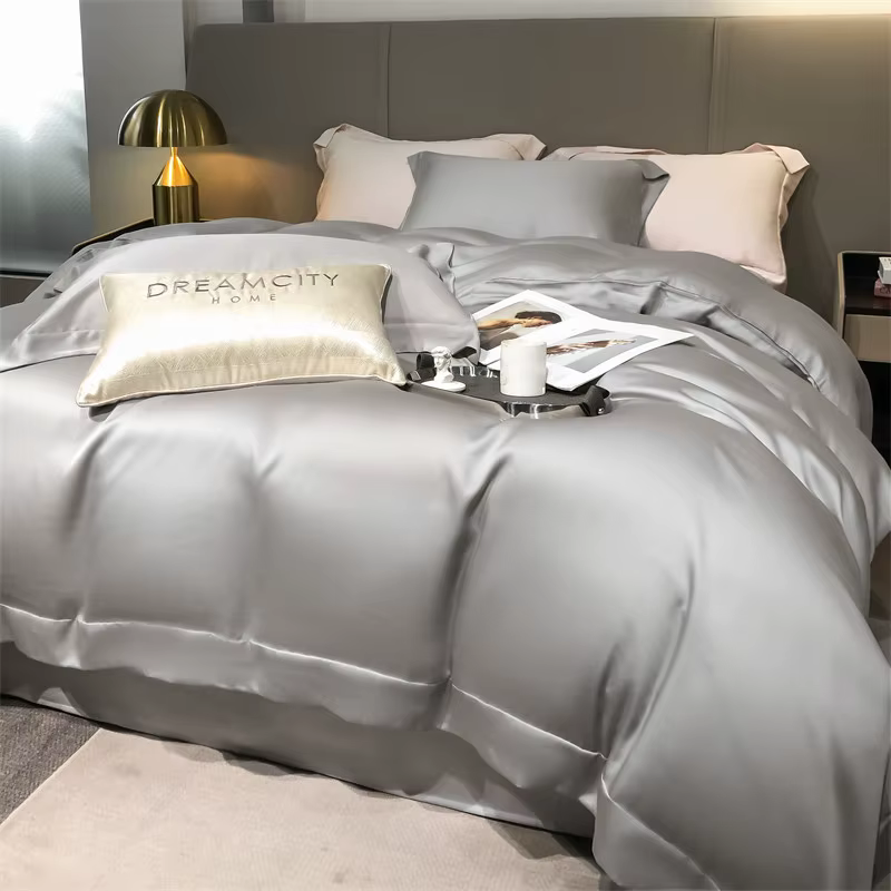 Parure de lit en bambou 100% soyeux, ensemble de housse de couette en bambou pur biologique avec dra