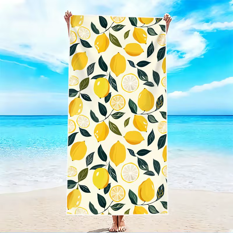 1 pièce, serviette de plage à motif citron, super absorbante et légère, sans sable, à séchage rapide