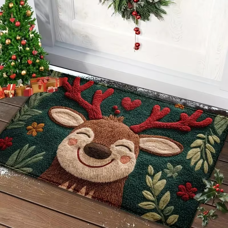 VIAMA – tapis de porte de renne de noël, antidérapant, pour entrée, confortable, pour salle de bain,