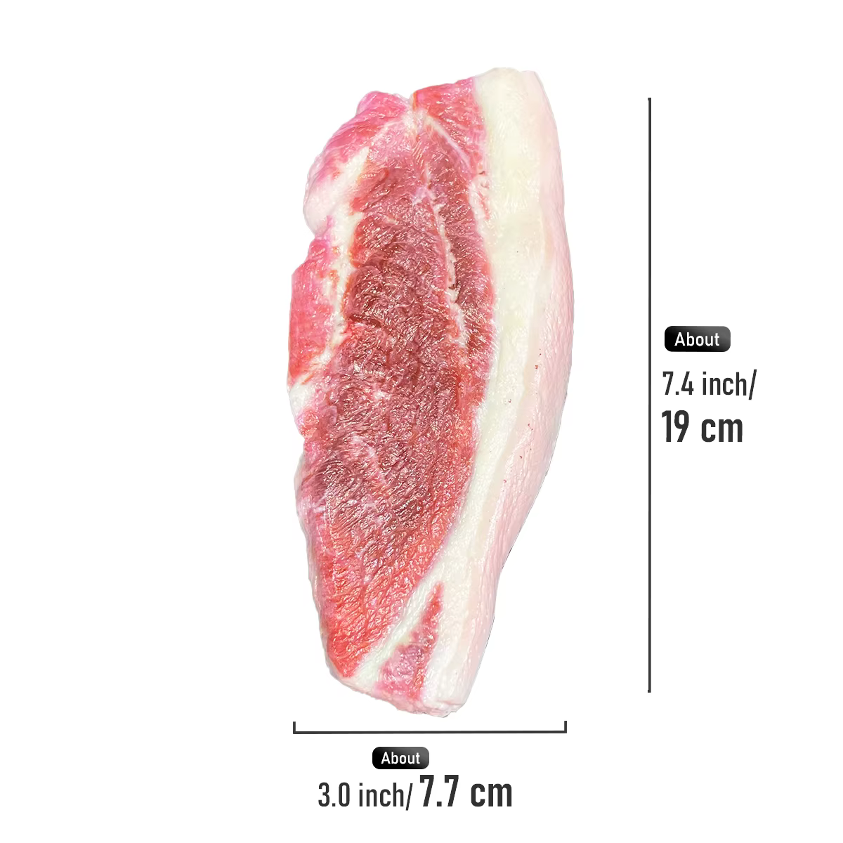 1 pièce de simulation de tranche de ventre de porc, viande artificielle - Modèle réaliste de 19 cm p