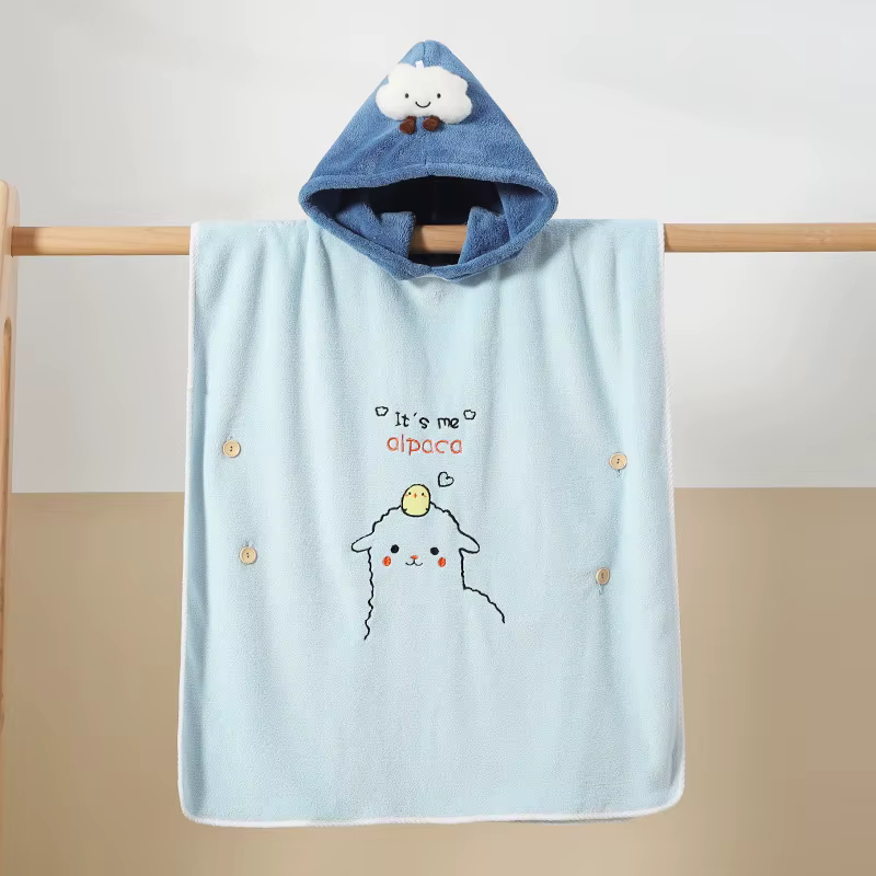 Poncho de bain à capuche pour enfants, peignoir de bain, séchage rapide, absorbant l'eau, peignoir d