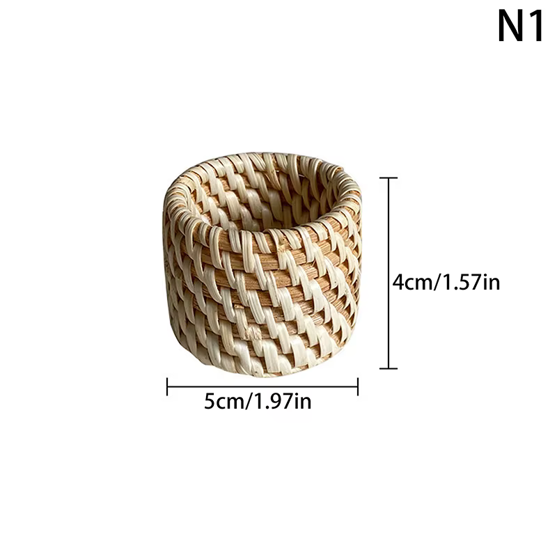 6 types d'anneaux de serviette tissés à la main, anneau de serviette rustique naturel tissé, décorat