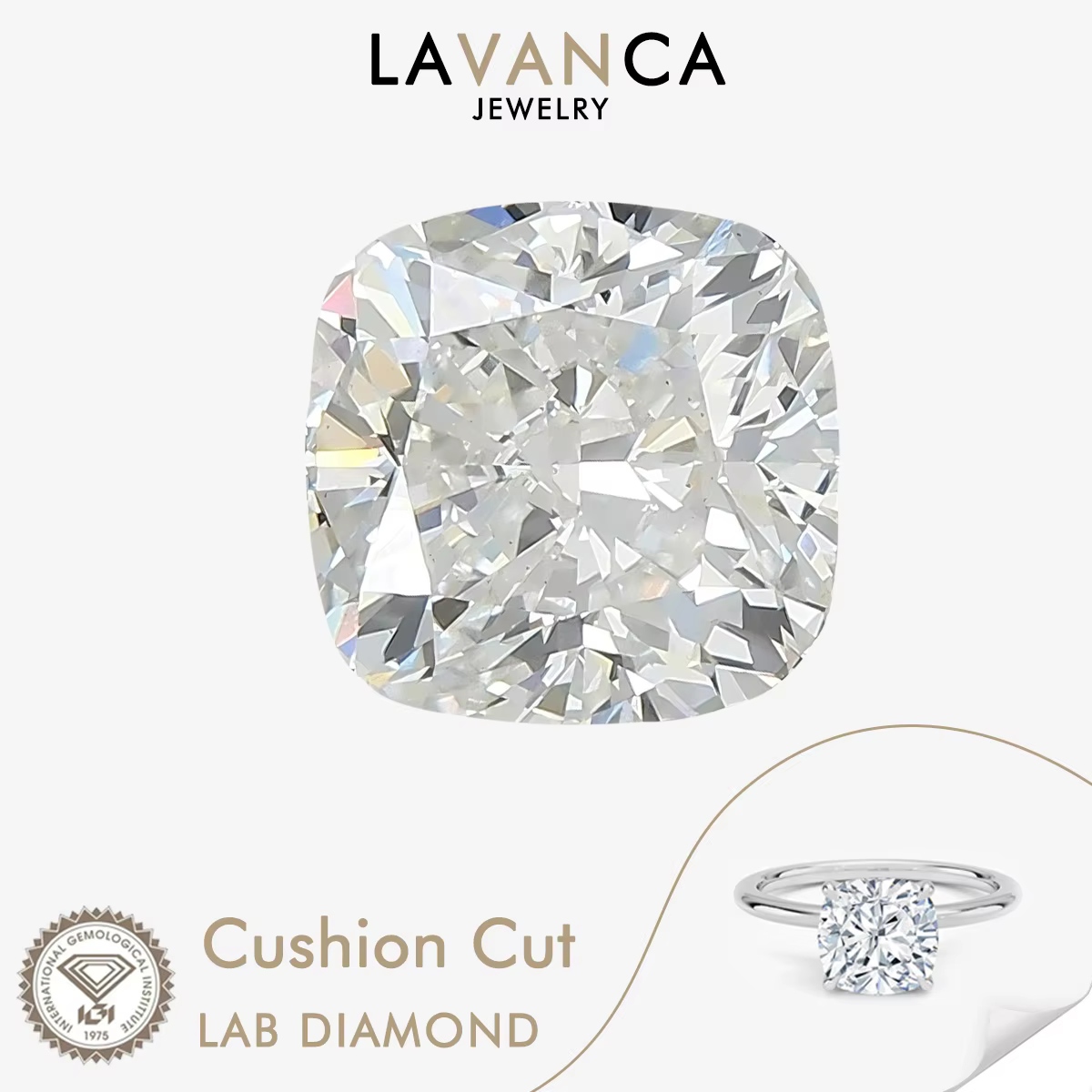 Diamant de laboratoire de forme coussin de 1,0 à 8,0 carats, CVD/HPHT, diamants de laboratoire en vr