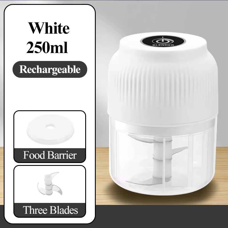 Mini hachoir électrique sans fil USB rechargeable de 250 ml pour légumes, ail et autres aliments – I